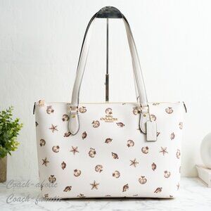 NWT COACH CBM12 Gallery Large Tote Bag Shell Print Chalk Multi